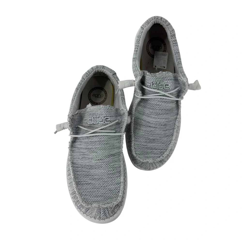 Hey Dude Wally Sox Mens 8 Light Grey Knit Slip On Moccasin Loafers 110060156